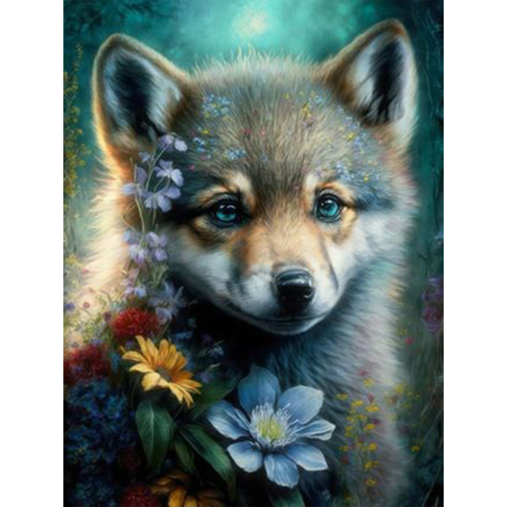 Flower And Little Fox - Full Round Drill Diamond Painting 30*40CM