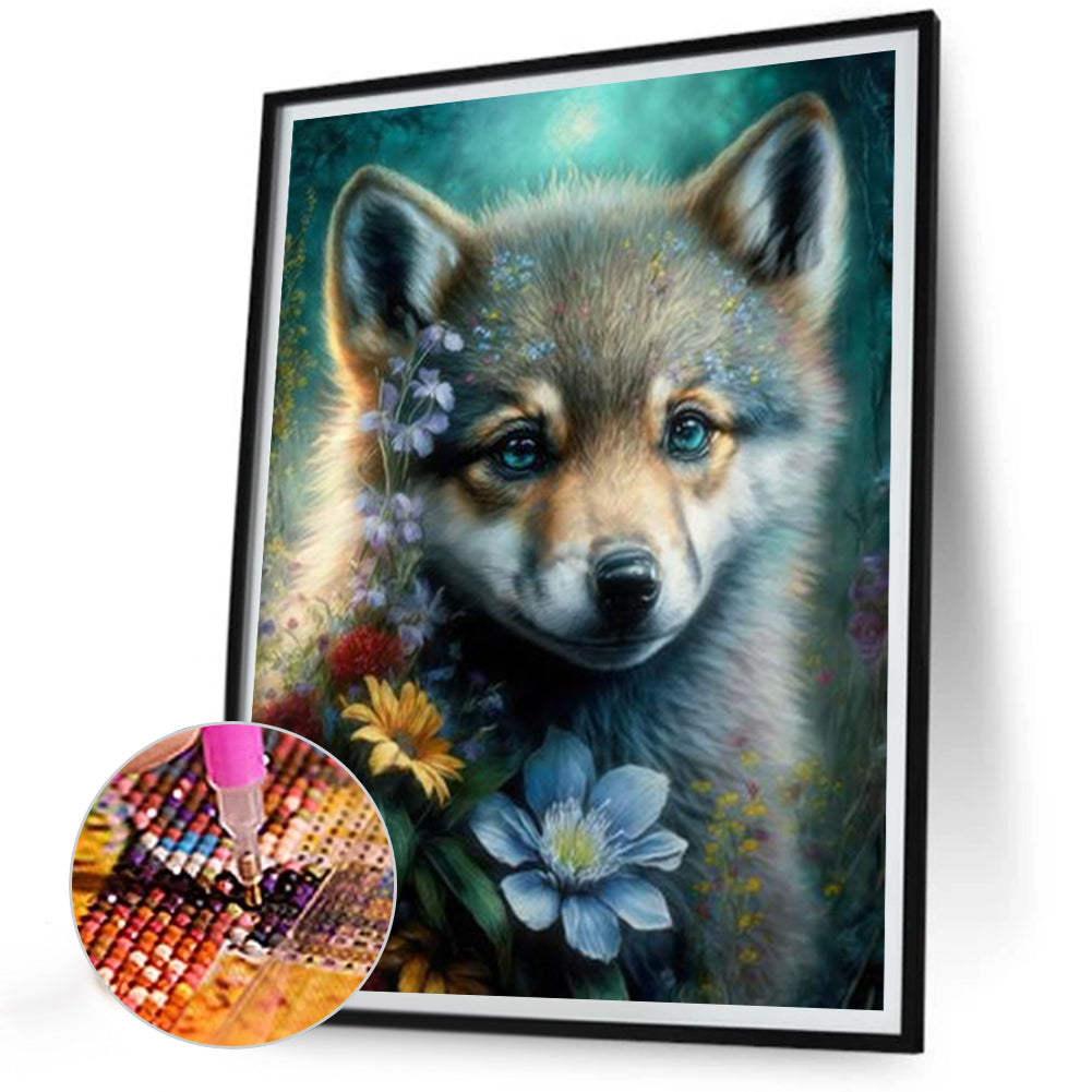 Flower And Little Fox - Full Round Drill Diamond Painting 30*40CM