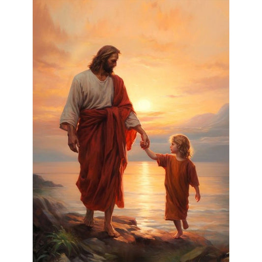 Sunset Jesus - Full Round Drill Diamond Painting 30*40CM