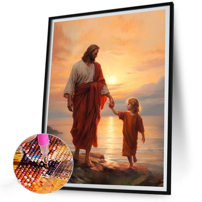 Sunset Jesus - Full Round Drill Diamond Painting 30*40CM