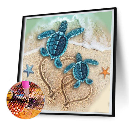 Beach Turtle - Full Round Drill Diamond Painting 30*30CM