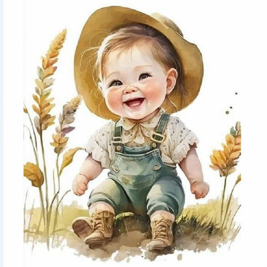 Farm Cowboy Kids - Full Round Drill Diamond Painting 30*30CM