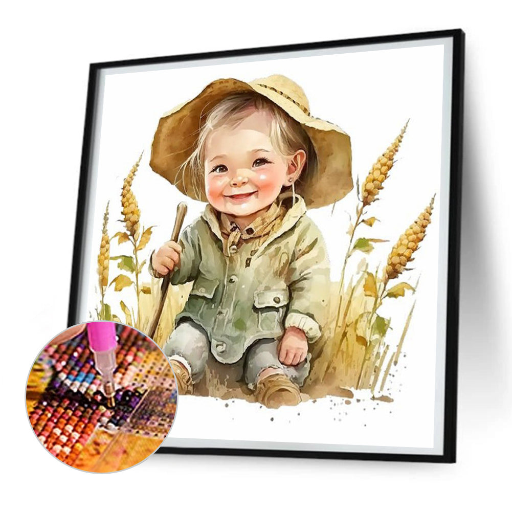 Farm Cowboy Kids - Full Round Drill Diamond Painting 30*30CM