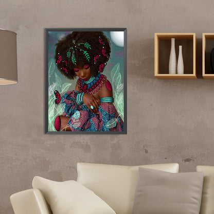 Black Women - Full Round Drill Diamond Painting 30*40CM