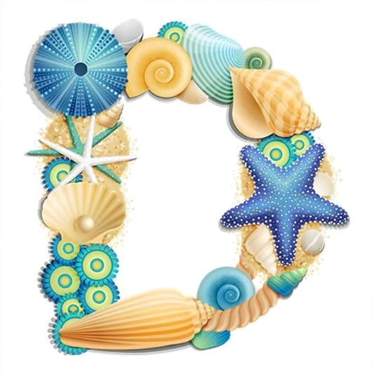 Shell Starfish Letter D - Full Round Drill Diamond Painting 30*30CM