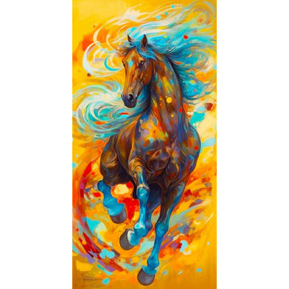 Running Horse On Color Ink Painting - Full Square Drill Diamond Painting 40*80CM