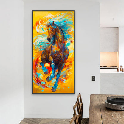 Running Horse On Color Ink Painting - Full Square Drill Diamond Painting 40*80CM