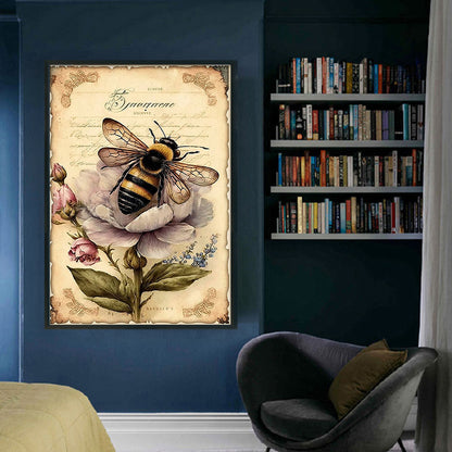 Retro Poster - Bee And Flowers - 11CT Stamped Cross Stitch 40*60CM