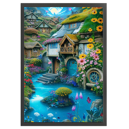 Landscape Scenery Cabin - 11CT Stamped Cross Stitch 40*60CM