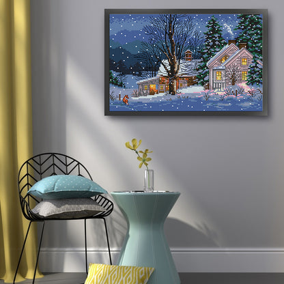 Snowy Night - 14CT Stamped Cross Stitch 30*21CM(Joy Sunday)