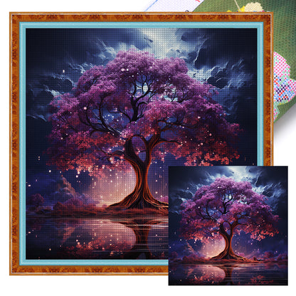 Fantasy Purple Flowering Tree - 14CT Stamped Cross Stitch 50*50CM