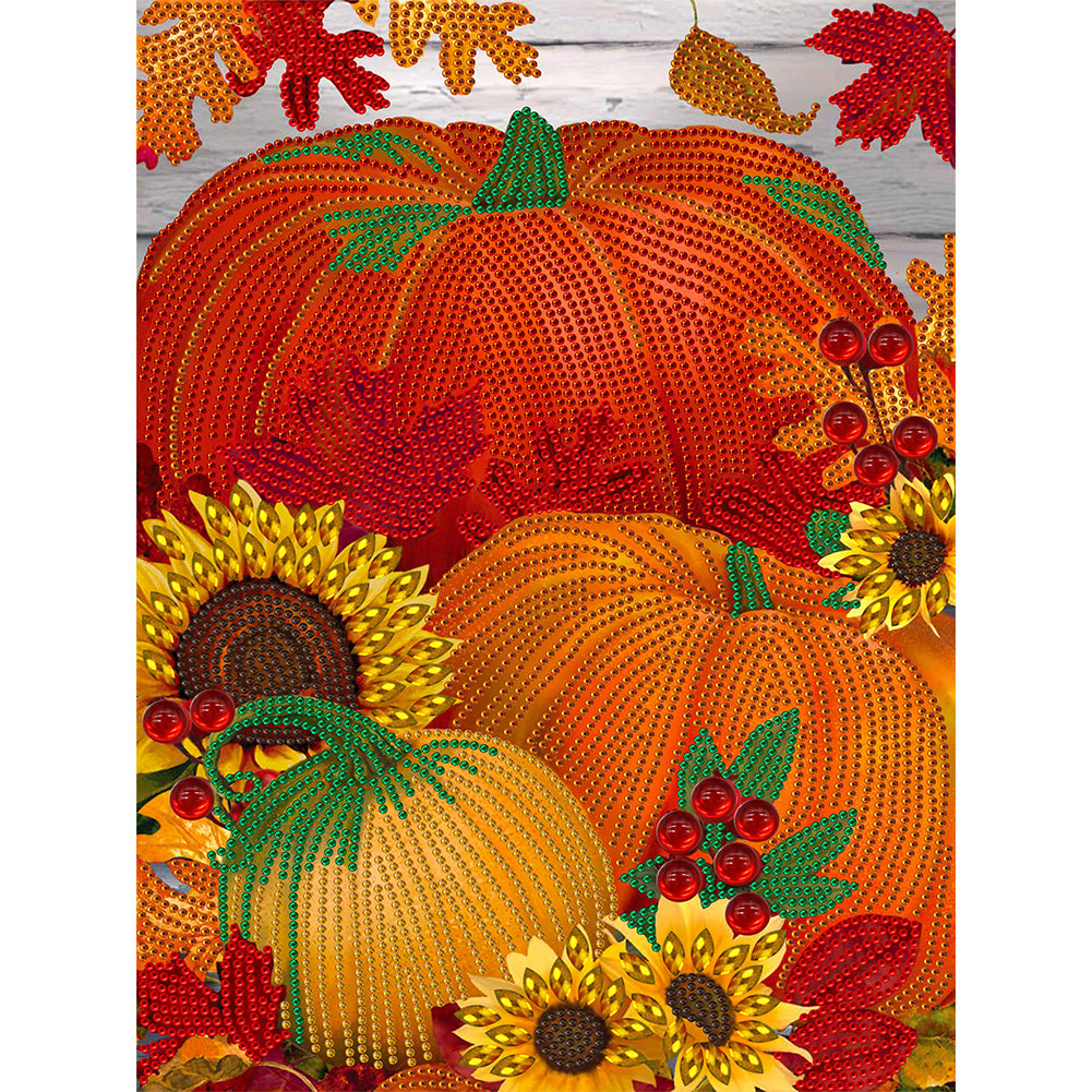 Thanksgiving Pumpkin Herbs - Special Shaped Drill Diamond Painting 30*40CM