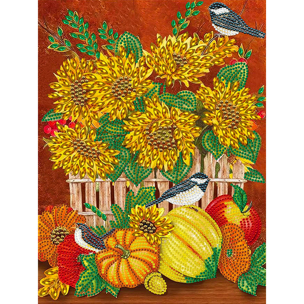 Thanksgiving Pumpkin Herbs - Special Shaped Drill Diamond Painting 30*40CM