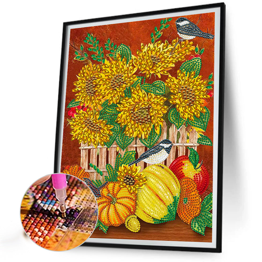 Thanksgiving Pumpkin Herbs - Special Shaped Drill Diamond Painting 30*40CM