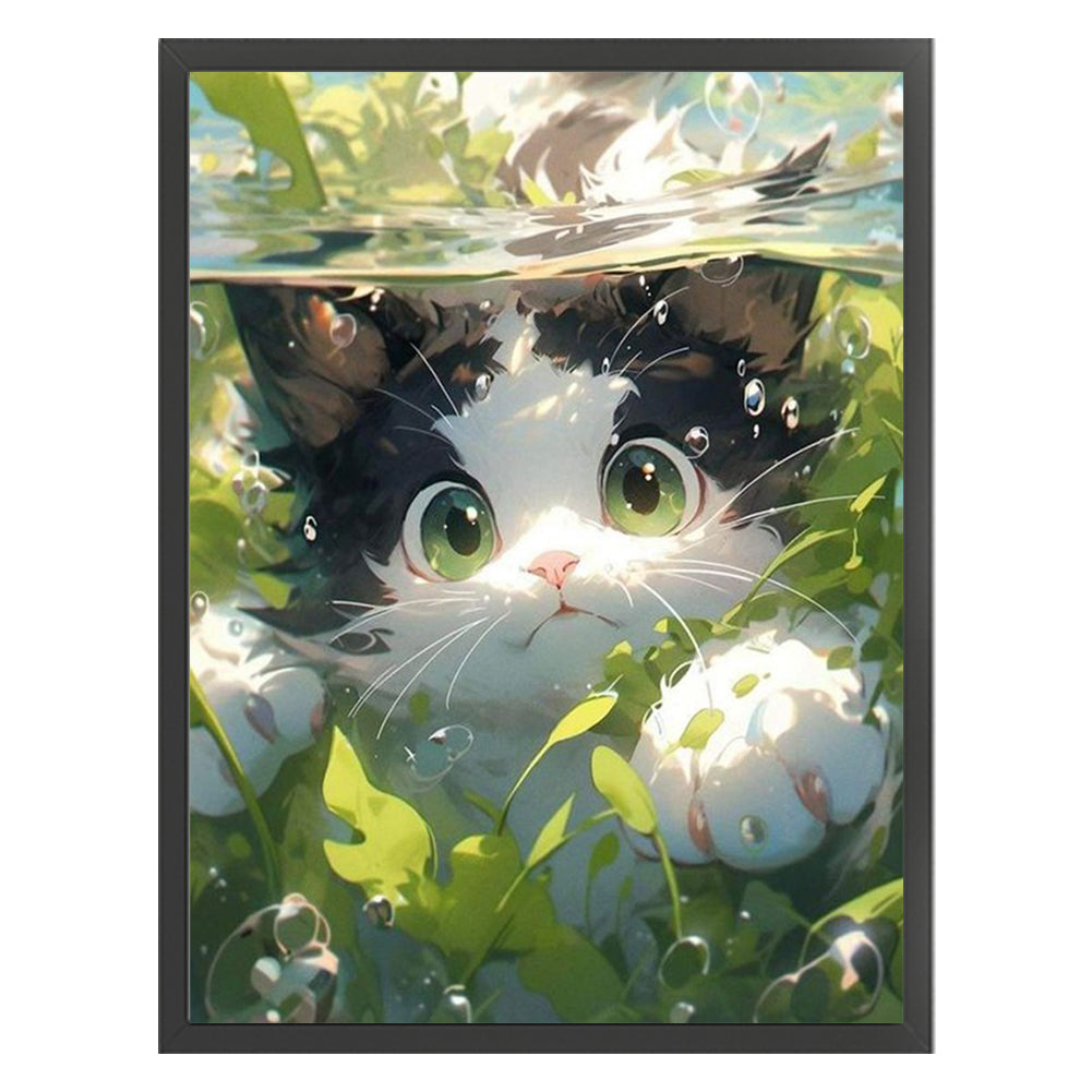 Cute Cat Diving - 11CT Stamped Cross Stitch 40*55CM