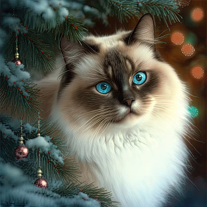 Christmas Cat - 11CT Stamped Cross Stitch 45*45CM