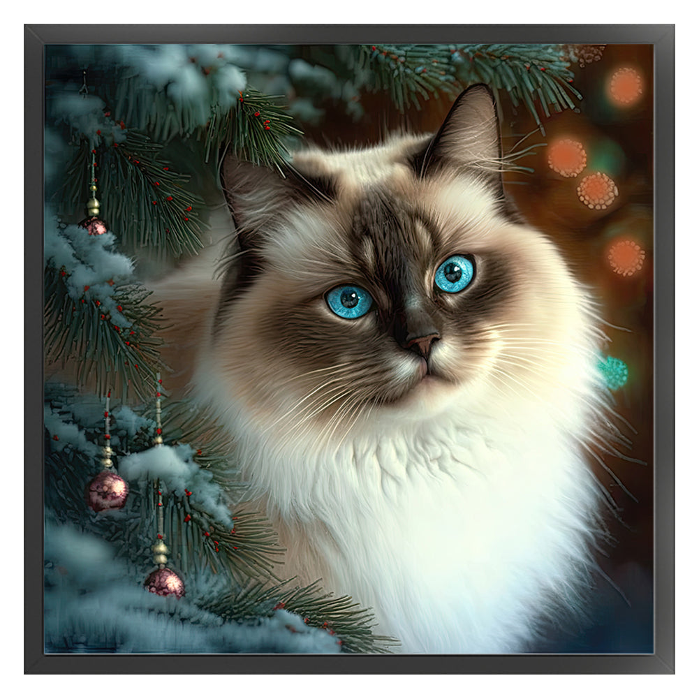 Christmas Cat - 11CT Stamped Cross Stitch 45*45CM