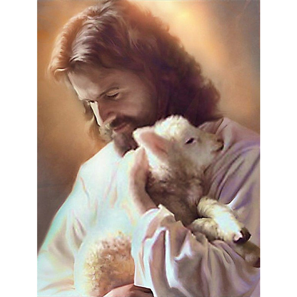 Priest And Lamb - 11CT Stamped Cross Stitch 40*55CM