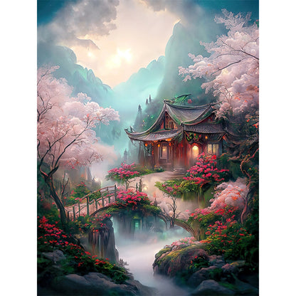 Landscape Scenery Cabin - 11CT Stamped Cross Stitch 50*65CM