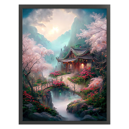 Landscape Scenery Cabin - 11CT Stamped Cross Stitch 50*65CM