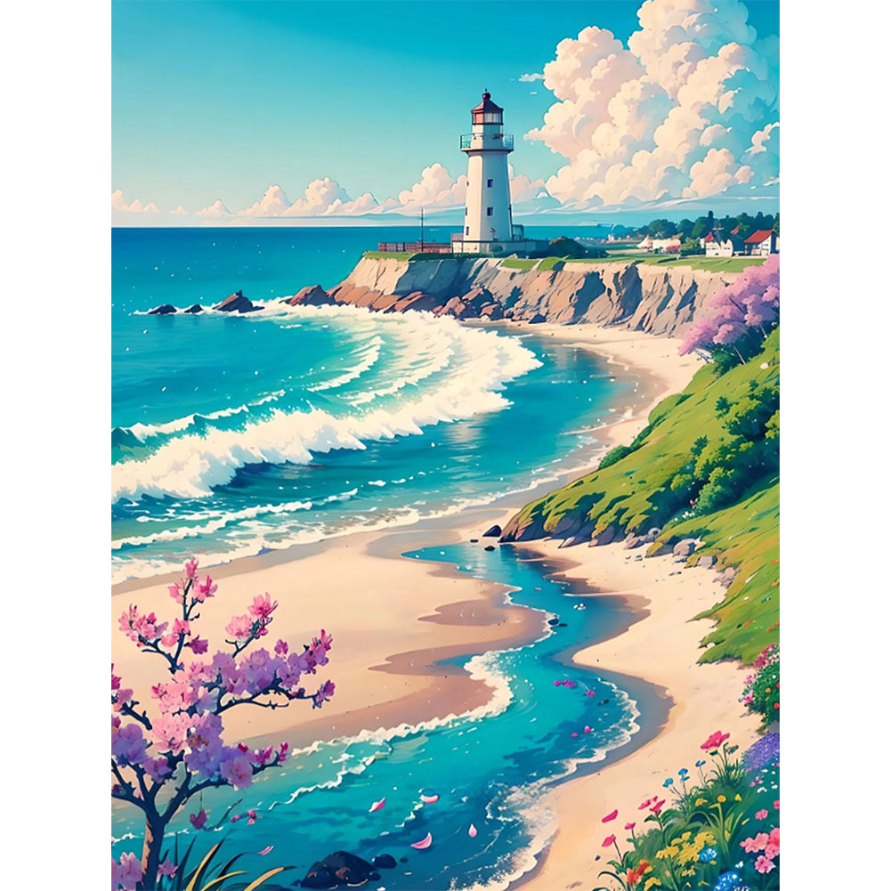 Landscape Lighthouse Scenery - 11CT Stamped Cross Stitch 50*65CM