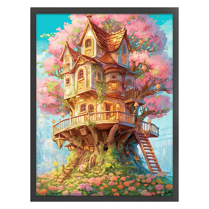 Flowering Tree House - 11CT Stamped Cross Stitch 50*65CM