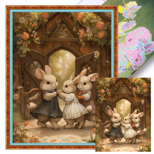 Vintage Garden Rabbit - 11CT Stamped Cross Stitch 50*65CM