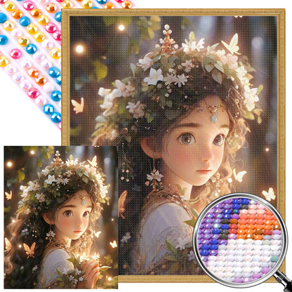 Glowing Girl - Full AB Round Drill Diamond Painting 40*50CM