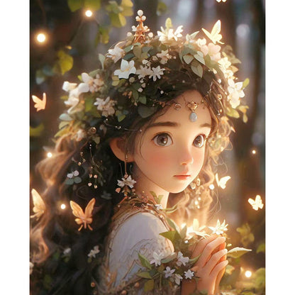 Glowing Girl - Full AB Round Drill Diamond Painting 40*50CM