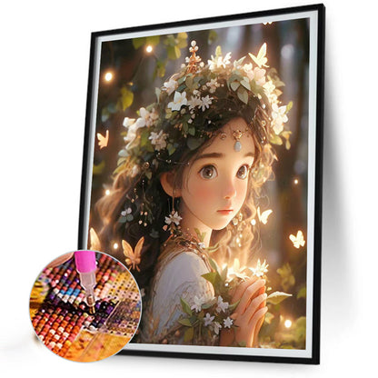 Glowing Girl - Full AB Round Drill Diamond Painting 40*50CM