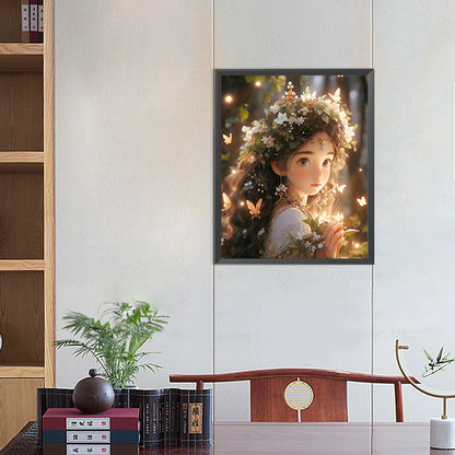 Glowing Girl - Full AB Round Drill Diamond Painting 40*50CM