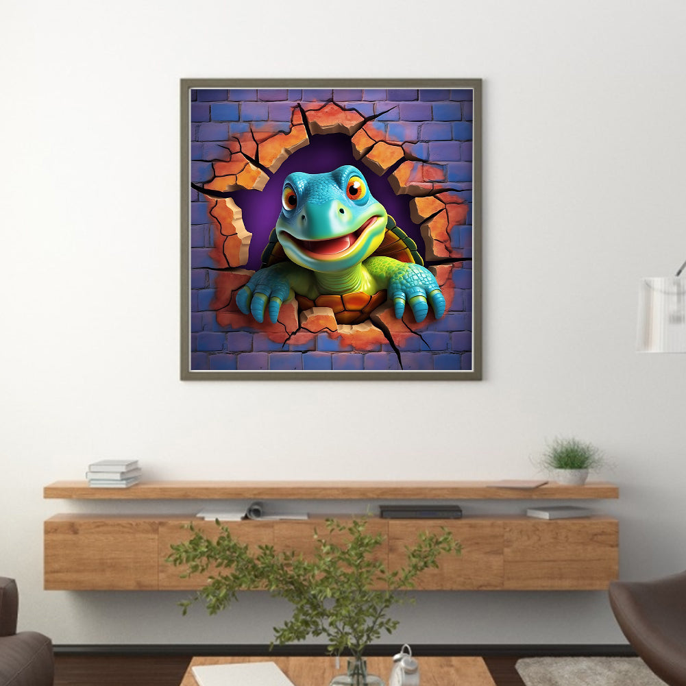 Turtle Breaking Out Of The Wall - 11CT Stamped Cross Stitch 40*40CM