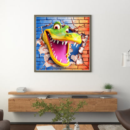 Crocodile Breaking Out Of The Wall - 11CT Stamped Cross Stitch 40*40CM