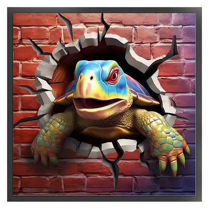 Turtle Breaking Out Of The Wall - 11CT Stamped Cross Stitch 40*40CM