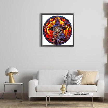 Glass Halloween Witch - Full Round Drill Diamond Painting 50*50CM