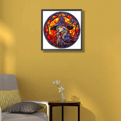 Glass Halloween Witch - Full Round Drill Diamond Painting 50*50CM