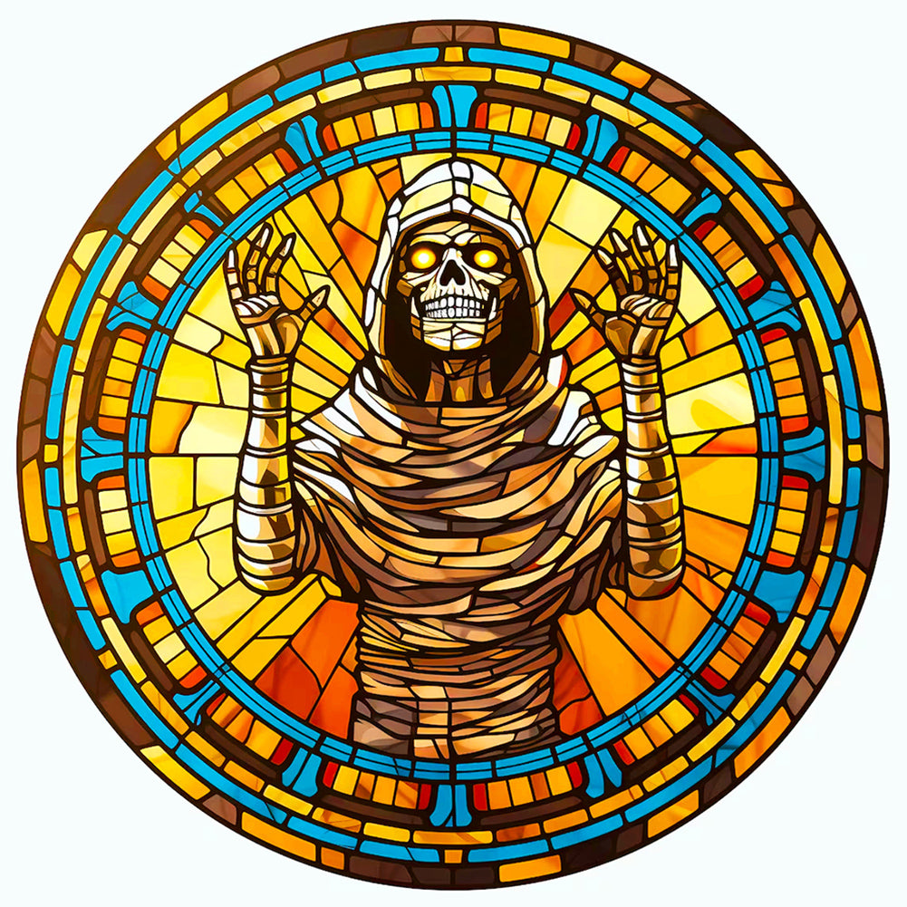Glass Halloween Mummy - Full Round Drill Diamond Painting 50*50CM