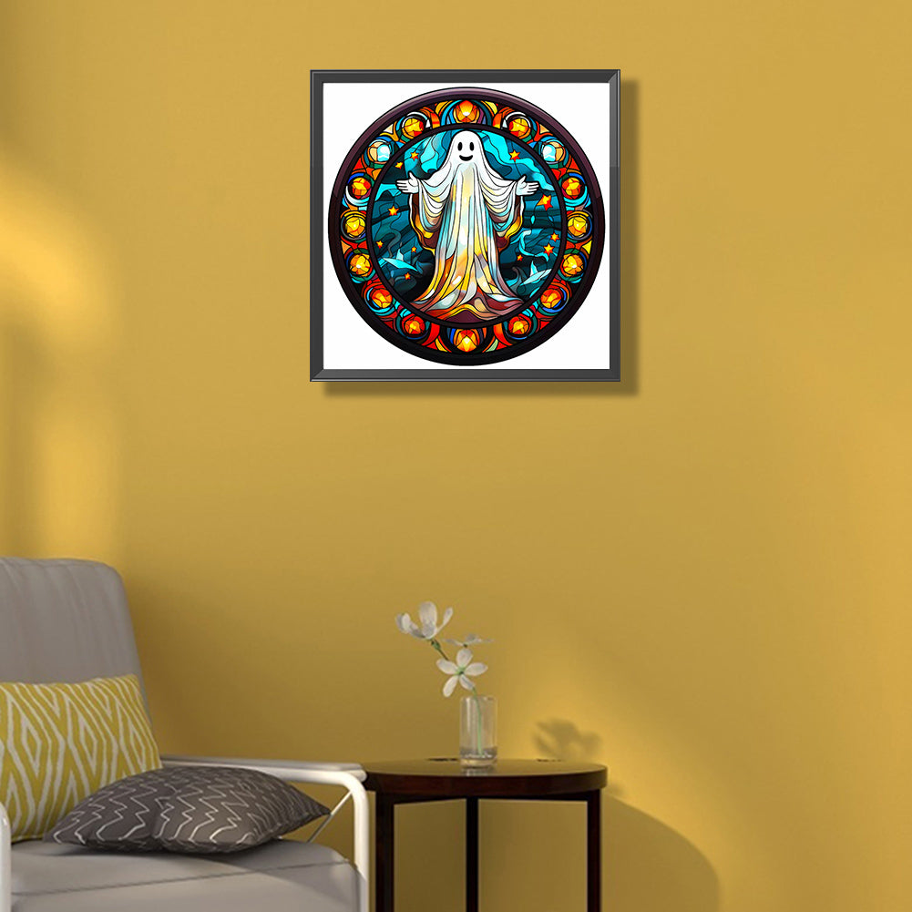 Glass Halloween Ghost - Full Round Drill Diamond Painting 50*50CM