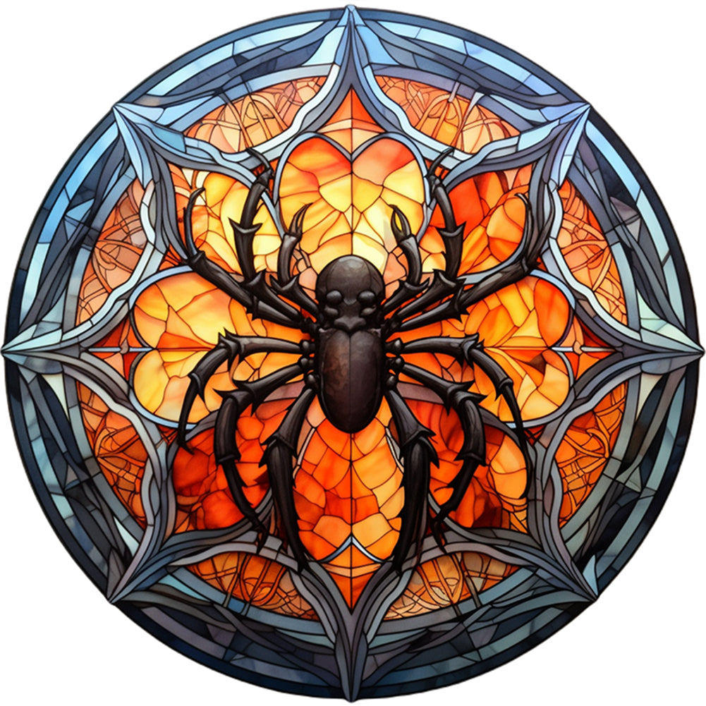 Glass Painting-Halloween Spider - 18CT Stamped Cross Stitch 25*25CM