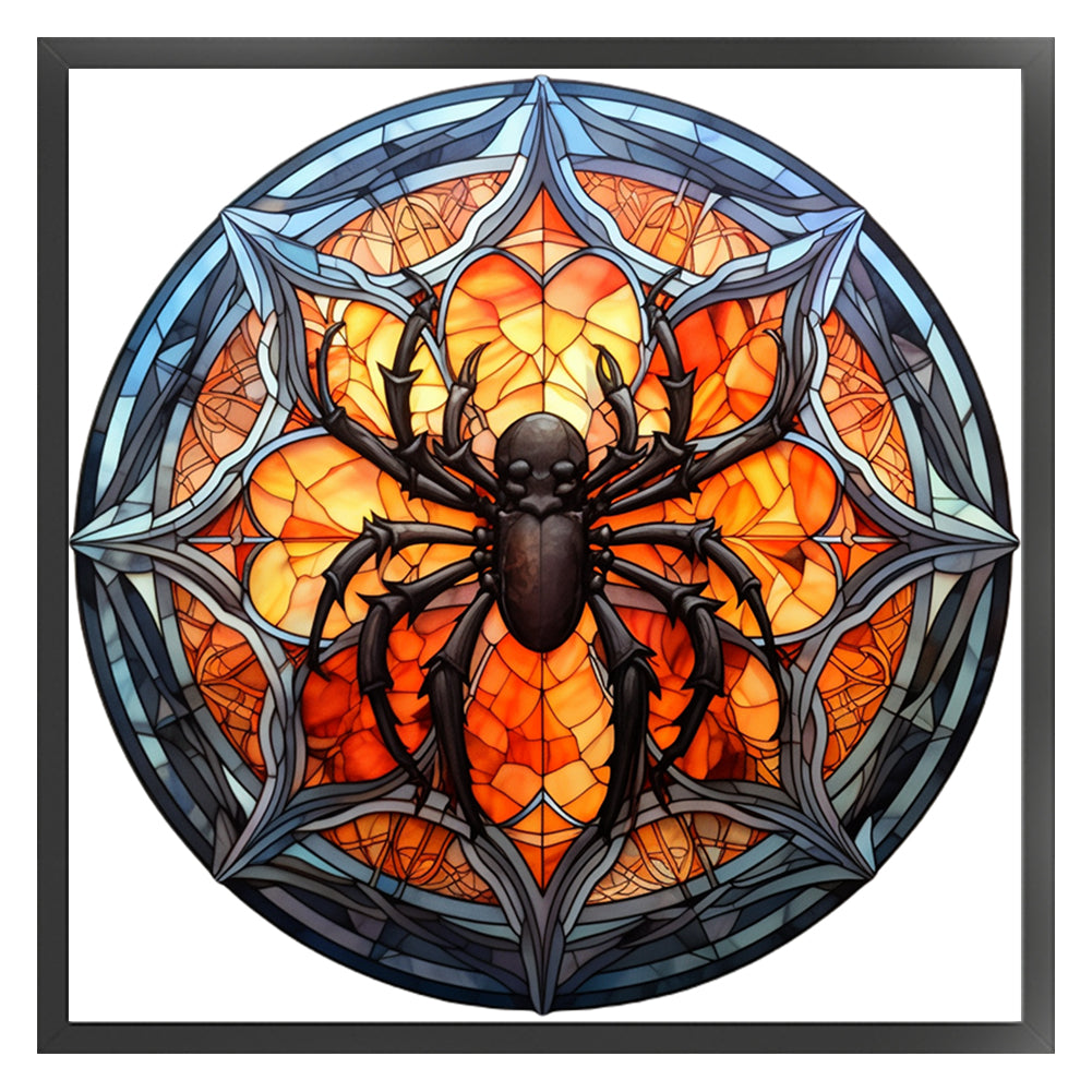 Glass Painting-Halloween Spider - 18CT Stamped Cross Stitch 25*25CM