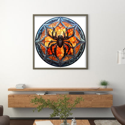 Glass Painting-Halloween Spider - 18CT Stamped Cross Stitch 25*25CM