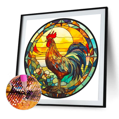 Glass Painted Rooster - Full Round Drill Diamond Painting 40*40CM