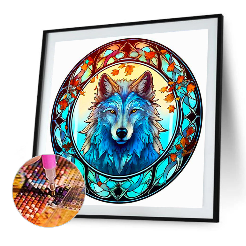 Glass Painted Wolf - Full Round Drill Diamond Painting 40*40CM