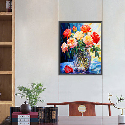 Glass Painting Rose Rose - Full Round Drill Diamond Painting 40*50CM