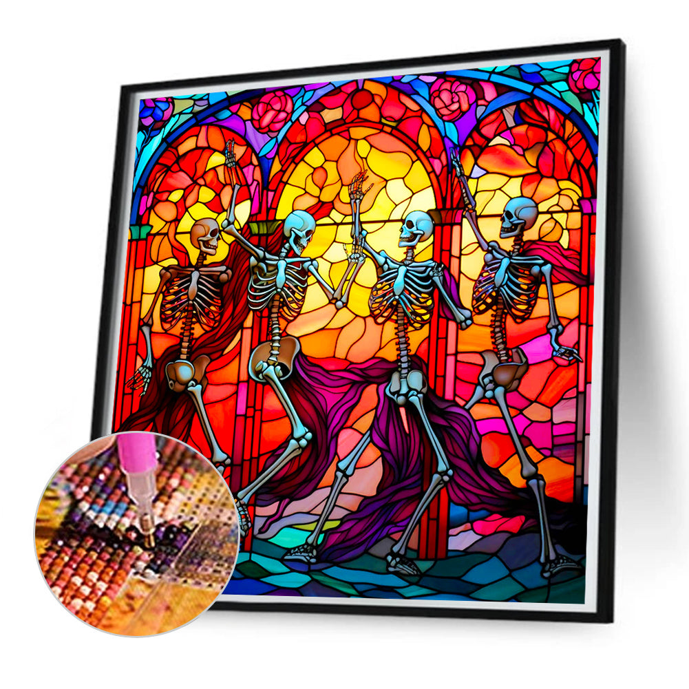 Glass Painting Halloween Cemetery - Full Round Drill Diamond Painting 50*50CM