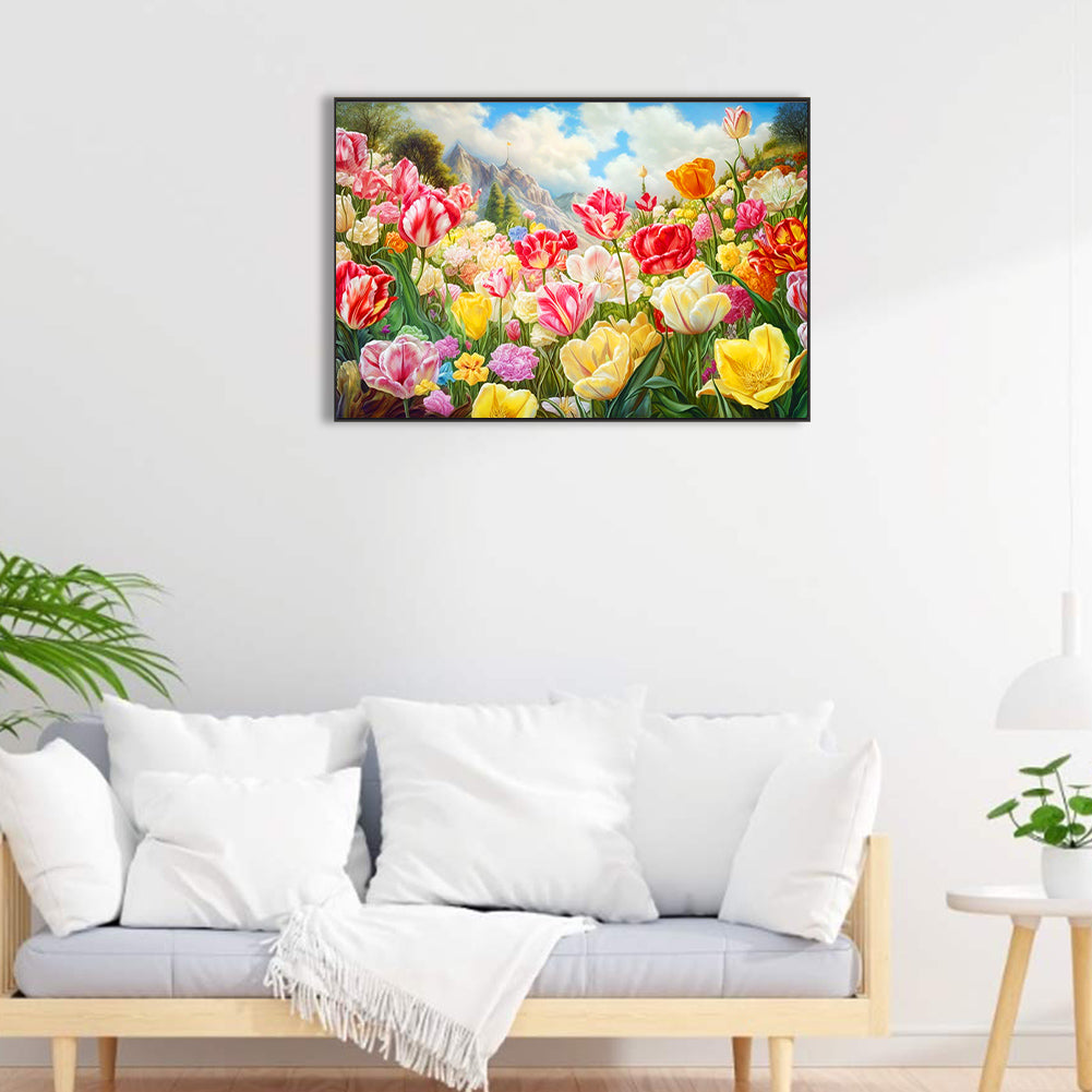 Blooming Tulip Field - Full Round Drill Diamond Painting 60*40CM
