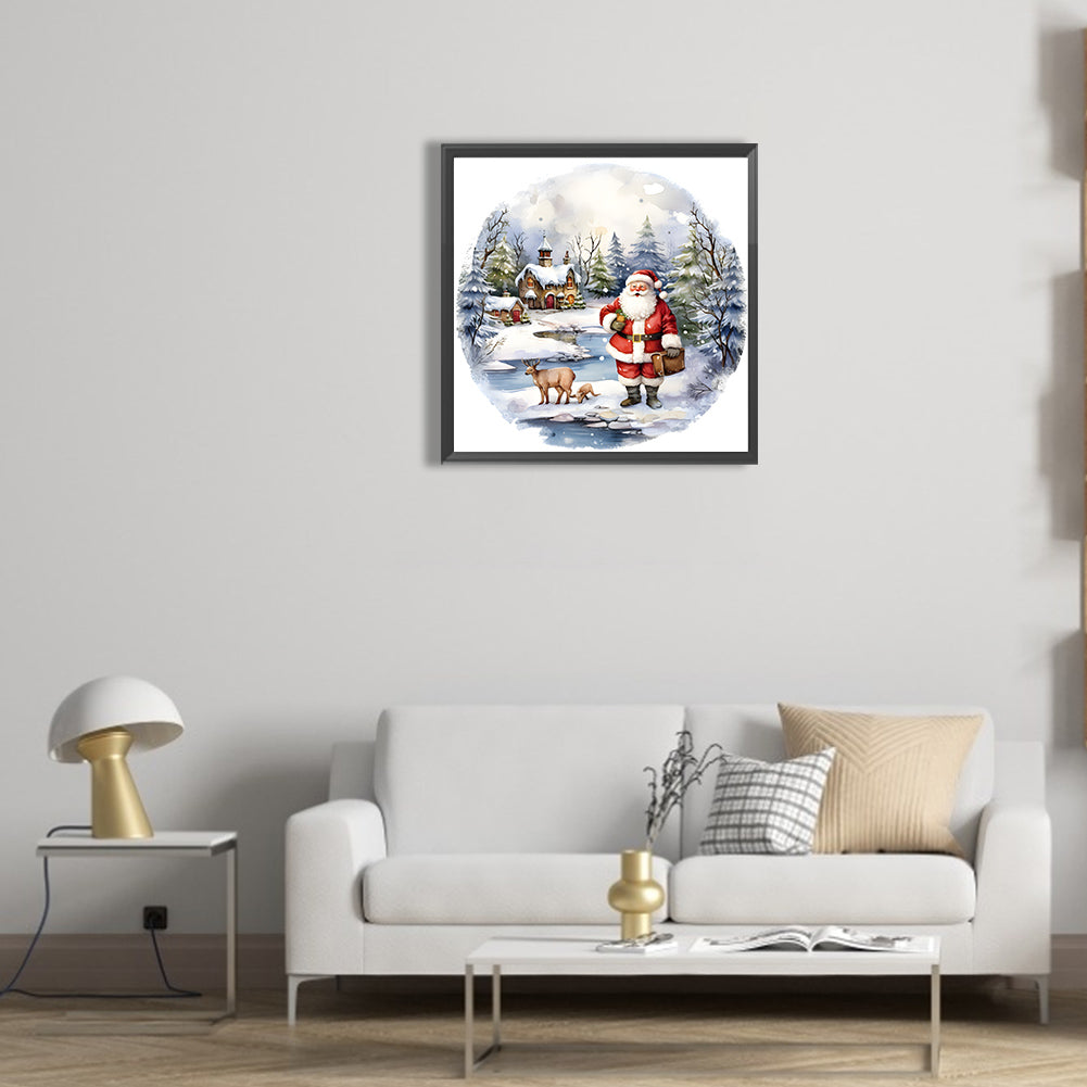 Santa In The Snow - Full Round Drill Diamond Painting 30*30CM