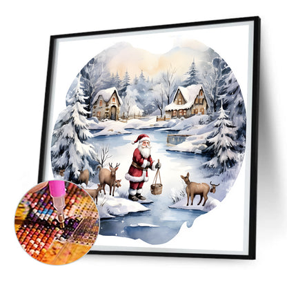 Santa In The Snow - Full Round Drill Diamond Painting 30*30CM