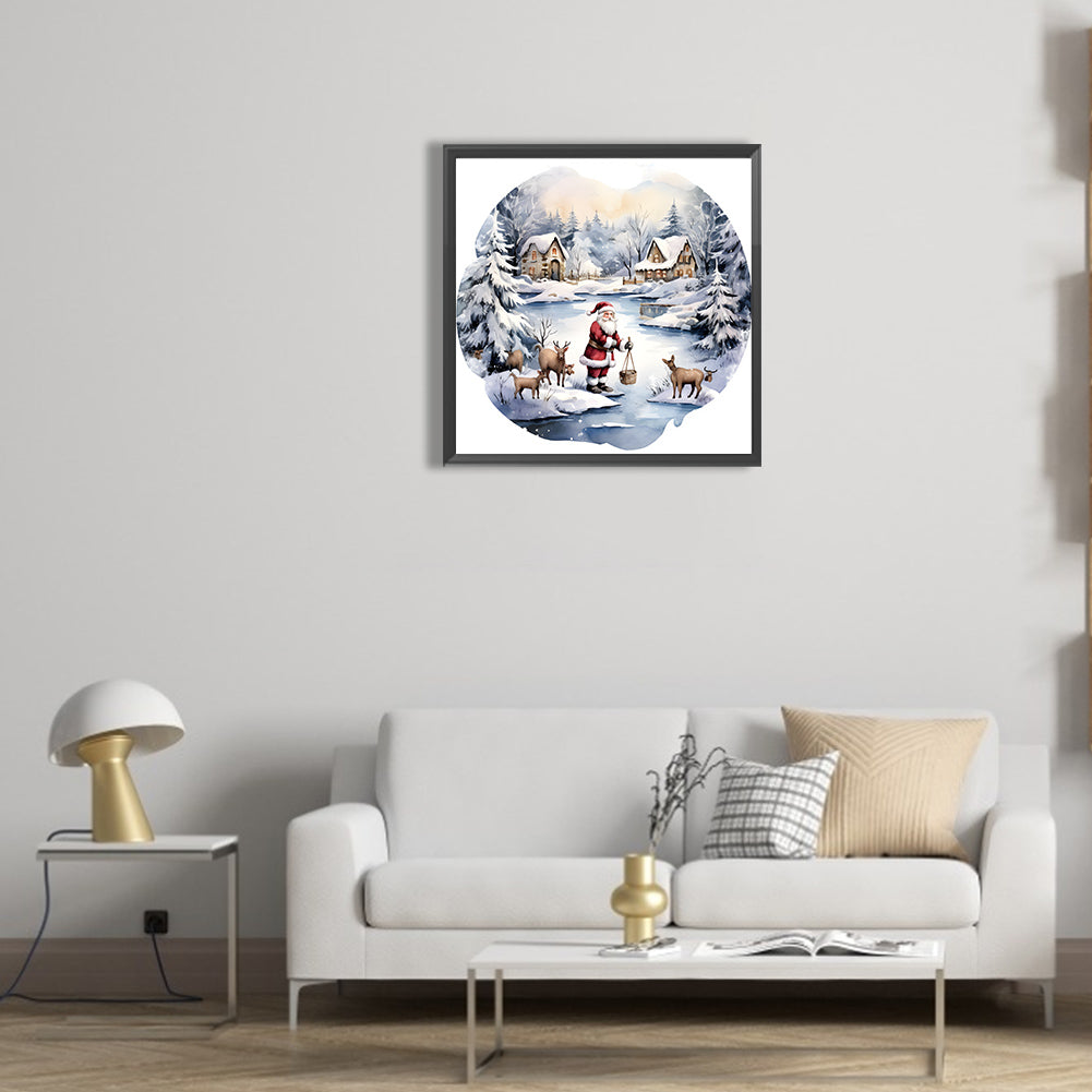 Santa In The Snow - Full Round Drill Diamond Painting 30*30CM