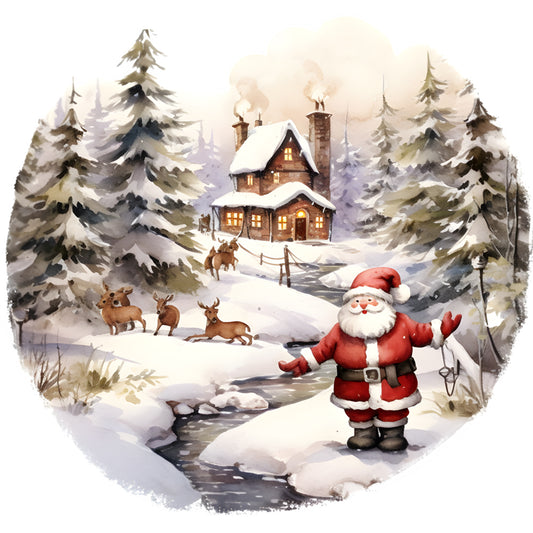 Santa In The Snow - Full Round Drill Diamond Painting 30*30CM
